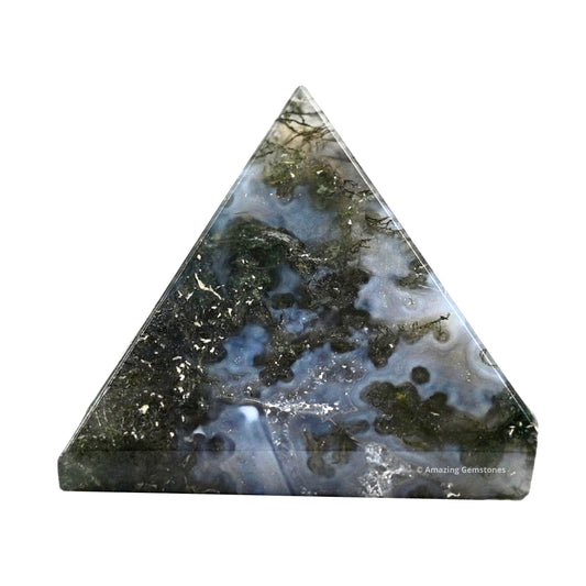 Amazing Gemstone Moss Agate Pyramid Crystal Healing Stones - 1" Great Pyramid Figurine of Natural Stone Pyramid for Meditation, Reiki, Chakra Balancing and Crystal Pyramids Grid