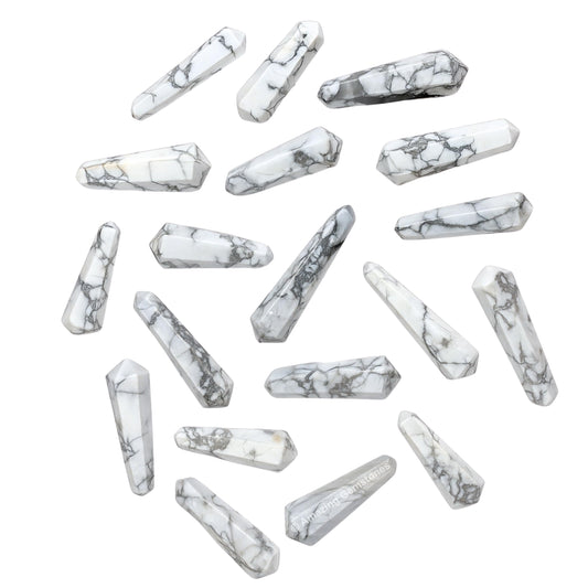 Amazing Gemstone Howlite Crystal Points Bulk Healing Crystals - Pack of 3 Double Terminated Healing Wand Point Bulk Crystals for Crafts, Crystal Grid, DIY Work - Premium Crystals for Beginners Gifts