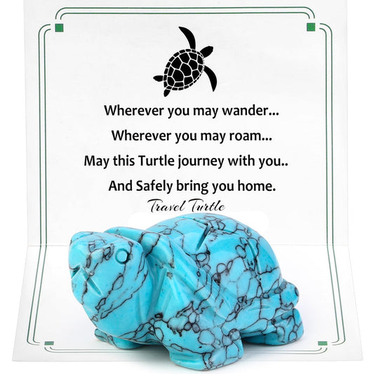 DUQGUHO 2" Travel Turtle Gift Decor Crystals Figurines Turquoise Crystal Best Turtles Travels Gifts for Women Traveling Travelers Cute Decorations