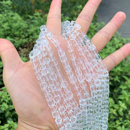 200pcs Czech Faceted Cube Crystal Glass Loose Beads Spacer Bulk 6mm (0.24 Inch) Crystal Clear for DIY Jewelry Craft Making CCC601