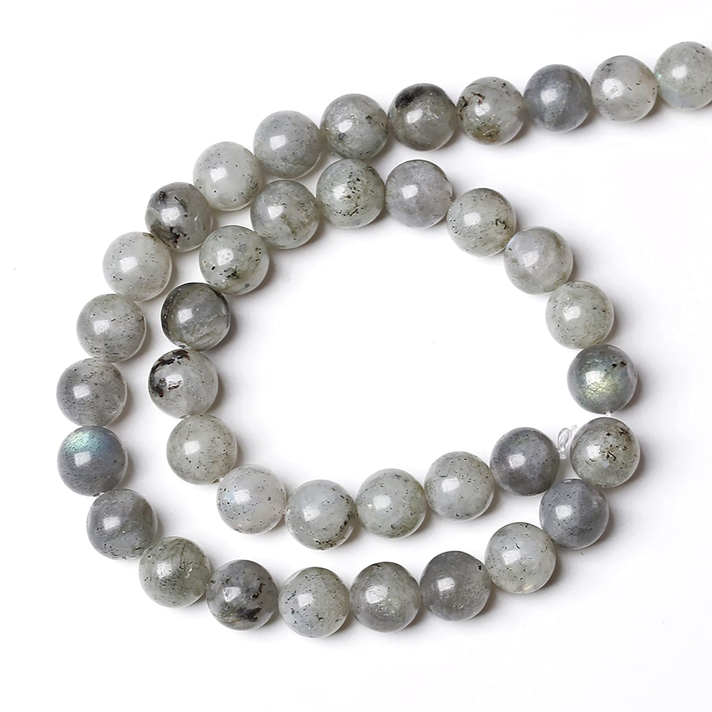 8MM 46PCS Natural Stone Gray Labradorite Larvikite Crystal Beads for Jewelry Making DIY Bracelet