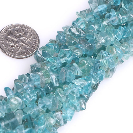HAAMIIQII 4-6mm Natural Apatite Chip Beads Irregular Chip Stones Loose Gemstone Beads for Jewelry Making Strand 30 Inch