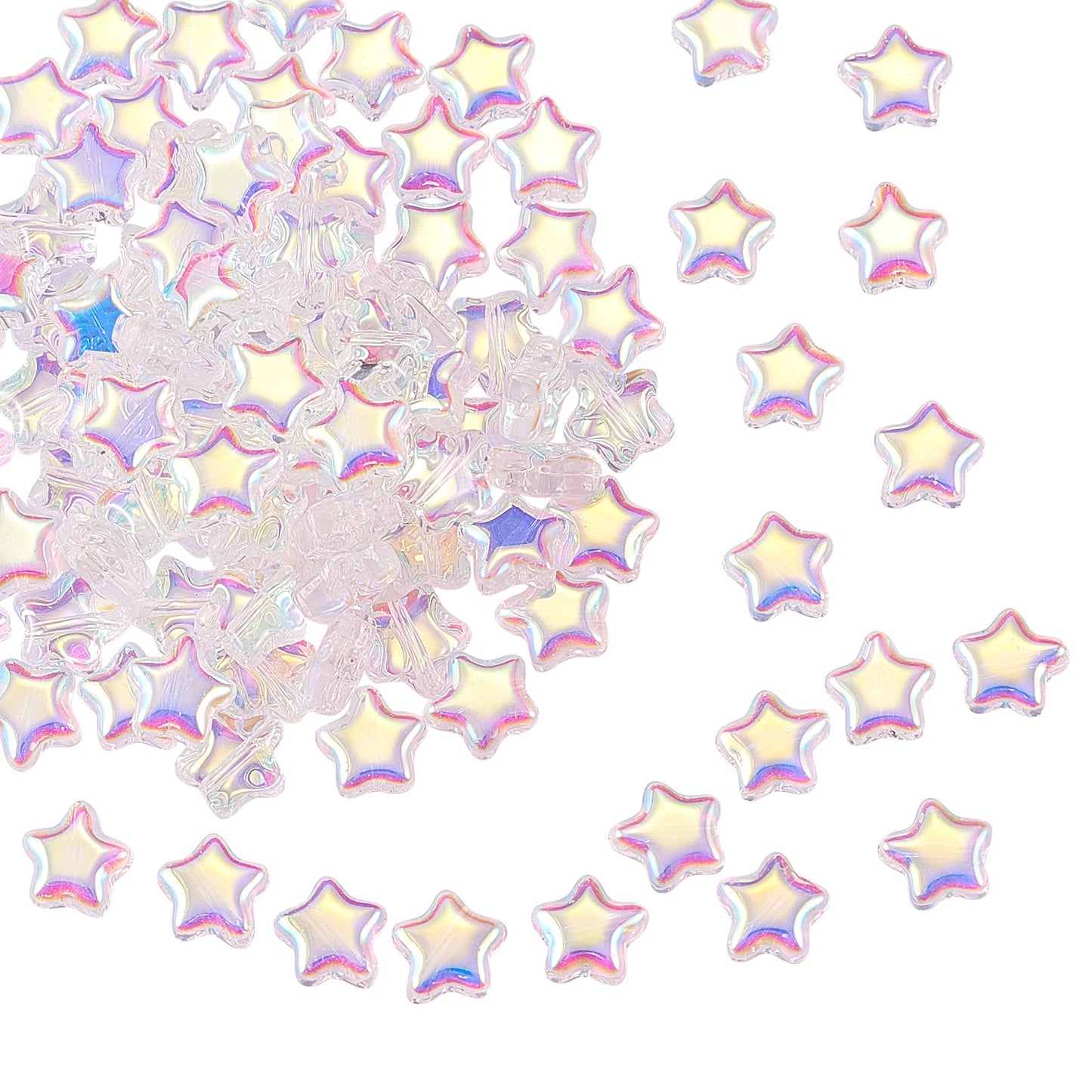UR URLIFEHALL 100 Pcs Clear AB Star Glass Beads Twinkle Star Beads Tiny Glass Beads for Earring Bracelet Necklace Jewelry DIY Craft Making