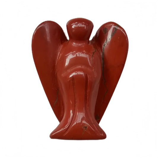 Afucats Natural Red Jasper Healing Guardian Angel Indoor Decorative Stone,1.5 Inches Carving Pocket Palm Statue,Gift for Her Christmas Décor