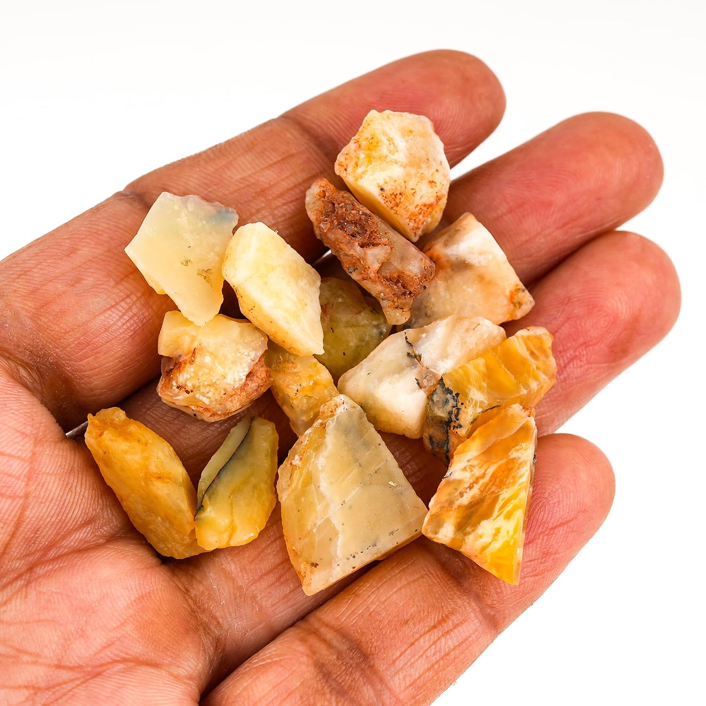 ColouredRocks 100 carats Yellow Opal Crystals, Raw Stones, Rough Gemstones, Jewelry Making Supply, Cabbing, Polishing, Cutting, DIY, Crafts (20+pcs) (10-15mm)