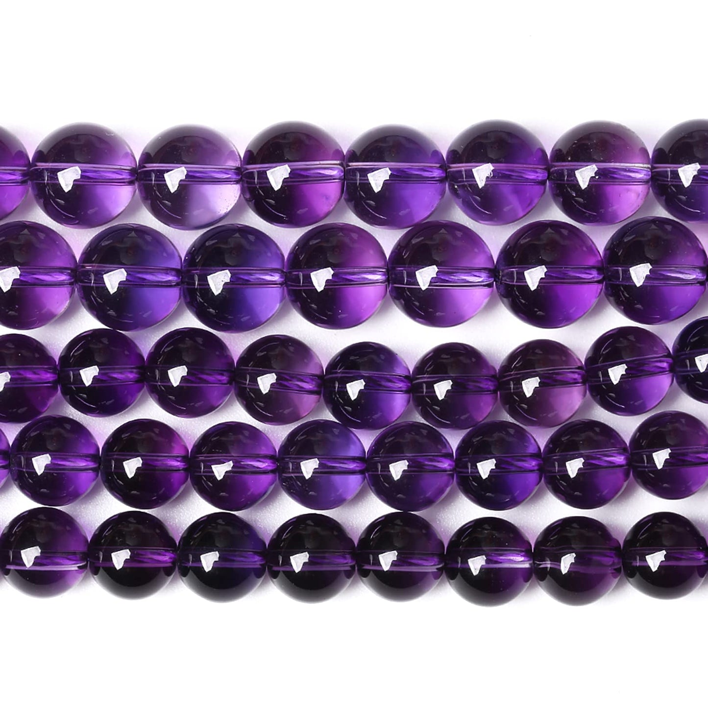 10MM 38PCS Natural Stone Clean Amethyst 3A Grade Crystal Loose Beads for Jewelry Making DIY Bracelet