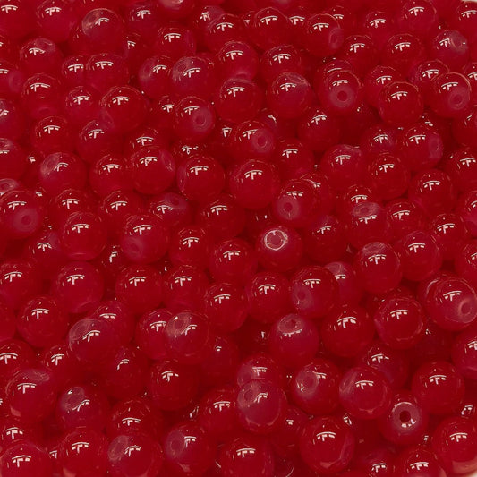 200PCS Glass Beads 8mm Glass Beads for Bracelets Necklaces Jewelry Making DIY Crafts (Red)