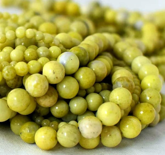 Zenkeeper 108 Pcs Lemon Jade Beads for Jewelry Making 8 MM Yellow Lemon Jade Gemstones Loose Stone Beads