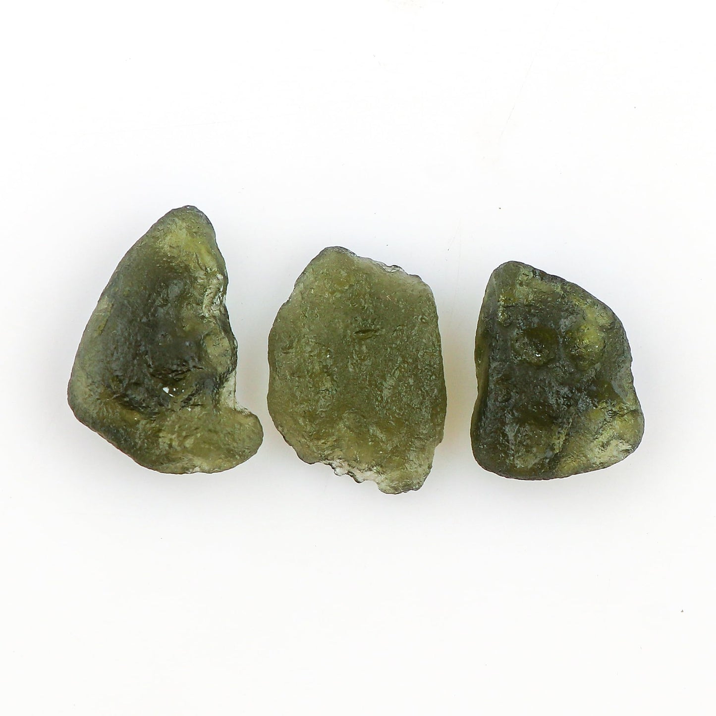 CRYSTALINES (3pcs Raw Green Moldavite Synthetic-Glass Stone, Loose Wholesale Bulk Stones, Moldavite Rough Gemstones, DIY & Jewelry Making Supply, Chakra Healing Crystals, Gem Collection
