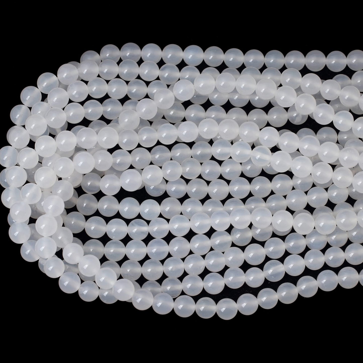 CHEAVIAN 45PCS 8mm Natural White Agate Gemstone Round Loose Beads for Jewelry Making 1 Strand 15"