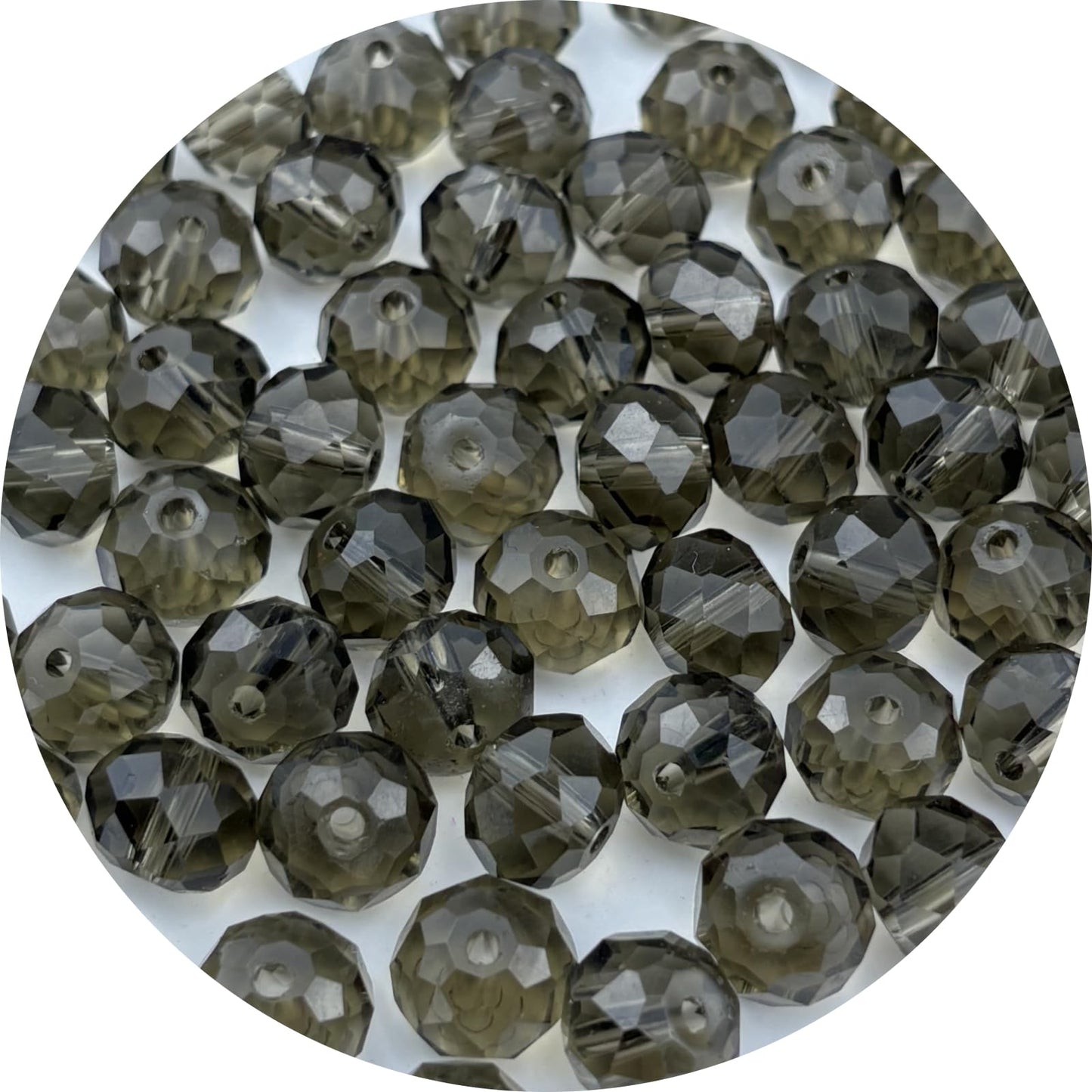YUEXIGO 250pcs 6mm Crystal Glass Beads for Jewelry Making, Faceted Rondelle Glass Spacer Beads for Wind Chimes Bracelet Earring Necklace DIY Craft(Gray)