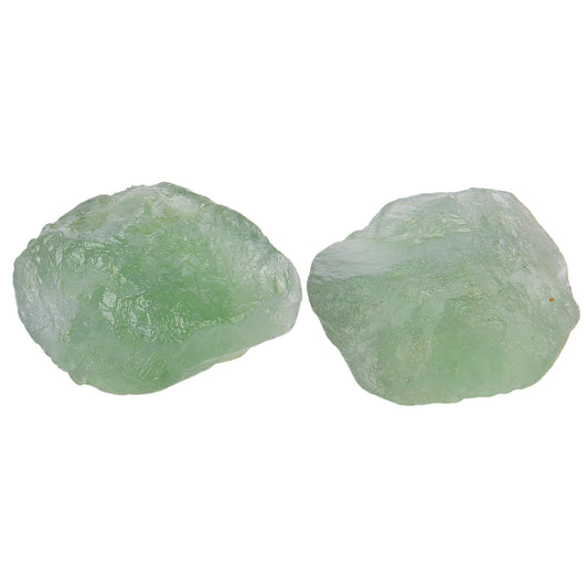 ANAYA AGATE Green Fluorite 2 Pcs Raw Crystals Rough Gemstones w/Authenticity Card, Velvet Pouch - Large 1.25–2.0" Raw Stones for Tumbling, Cabbing, Polishing, Cutting Natural Healing Crystals for Home Decor, DIY Stones