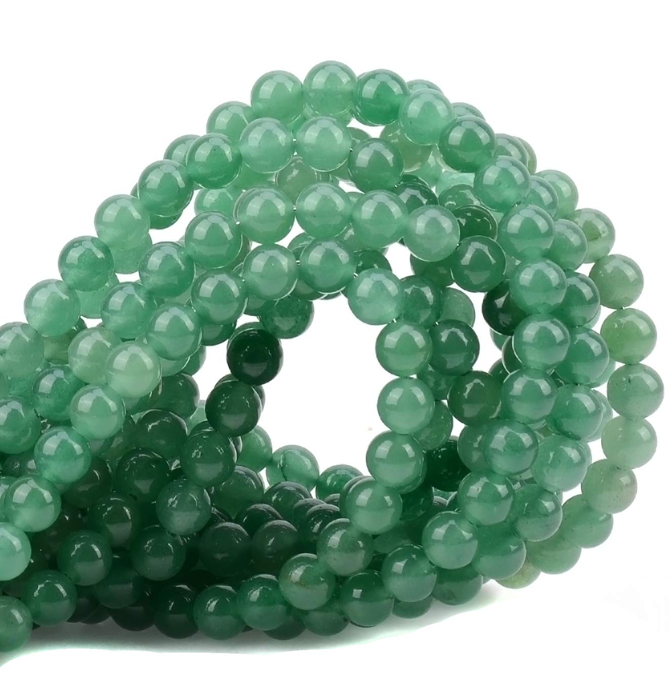 80Pcs Natural Crystal Beads Stone Gemstone Round Loose Energy Healing Beads with Free Crystal Stretch Cord for Jewelry Making (Green Aventurine, 10mm)