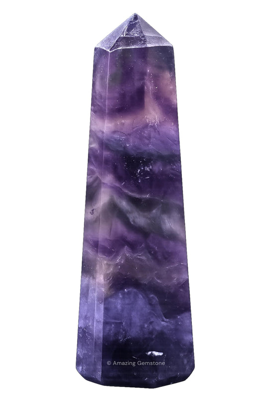 Amazing Gemstone Purple Fluorite Crystal Towers - Natural Healing Crystal Point Obelisk for Reiki Healing and Crystal Grid (3" to 4" INCH)