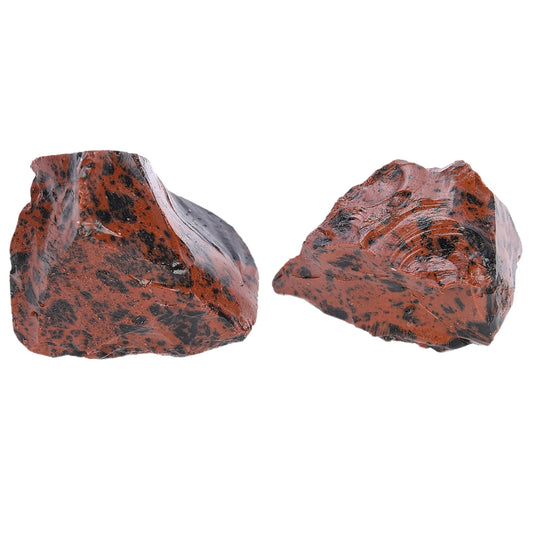 ANAYA AGATE Mahogany Obsidian 2 Pcs Raw Crystals Rough Gemstones w/Authenticity Card, Velvet Pouch - Large 1.25–2.0" Raw Stones for Tumbling, Cabbing, Polishing, Cutting Natural Healing Crystals for Home Decor, DIY Stones
