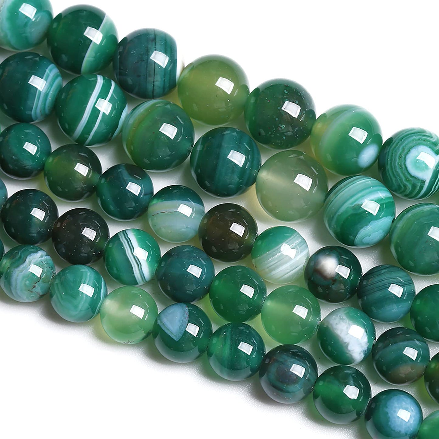 8MM 45PCS Natural Stone Green Agate Onyx Loose Beads for Jewelry Making DIY Bracelet Necklace