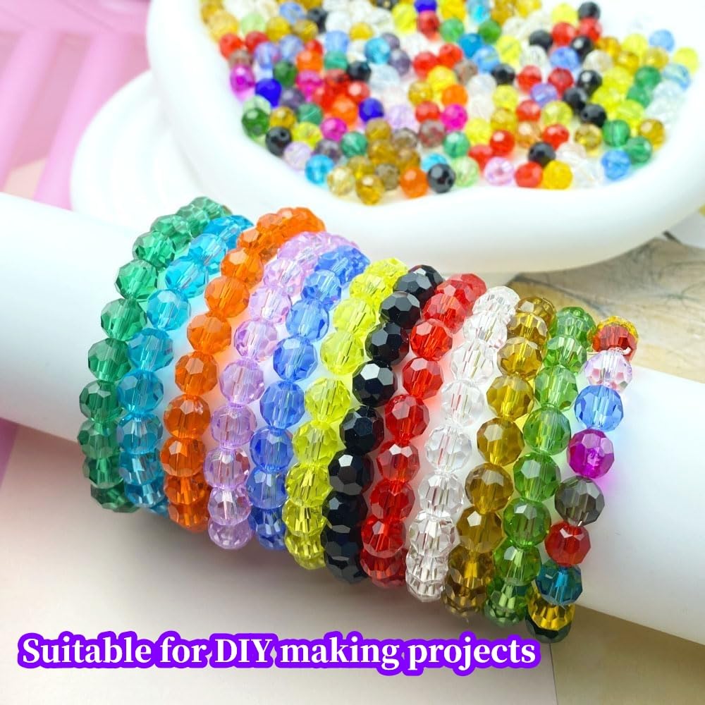 YUEXIGO 400pcs 4mm Round Crystal Glass Beads for Jewelry Making, Faceted Crystal Glass Spacer Beads for Bracelet Earring Necklace DIY Craft(Gray)