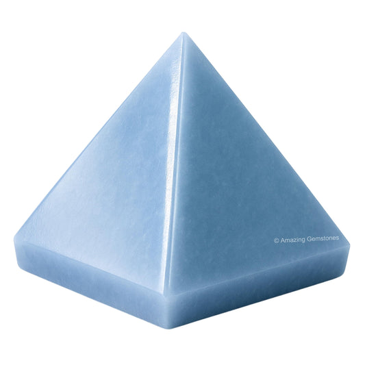 Amazing Gemstone Angelite Pyramid Crystal Healing Stones - 1.5" Great Pyramid Figurine of Natural Stone Pyramid for Meditation, Reiki, Chakra Balancing and Crystal Pyramids Grid
