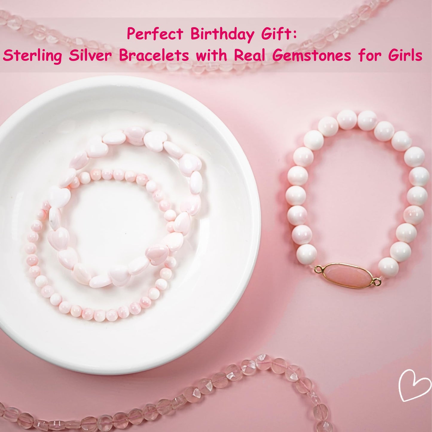 Amazonite Bracelet Party Favor for Girls, Toddler Bracelet with Certified 925 Sterling Silver 18K Gold Vermeil Amazonite Crystal Star Charm, Natural Non-Toxic Organic Gift