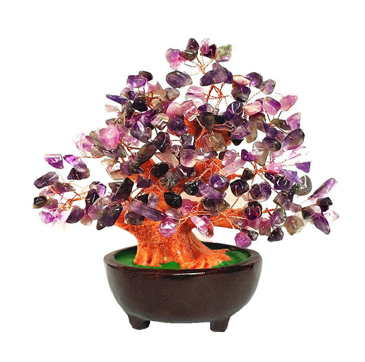 Colorsheng 7 Inch Quartz Crystal Money Tree Bonsai Feng Shui Gem Decoration for Wealth and Luck (Purple)