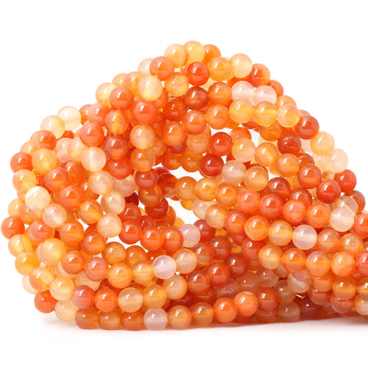 CHEAVIAN 60PCS 6mm Natural Mix Color Red Agate Round Loose Beads DIY Bracelet Necklace Materials 1 Strand 15"