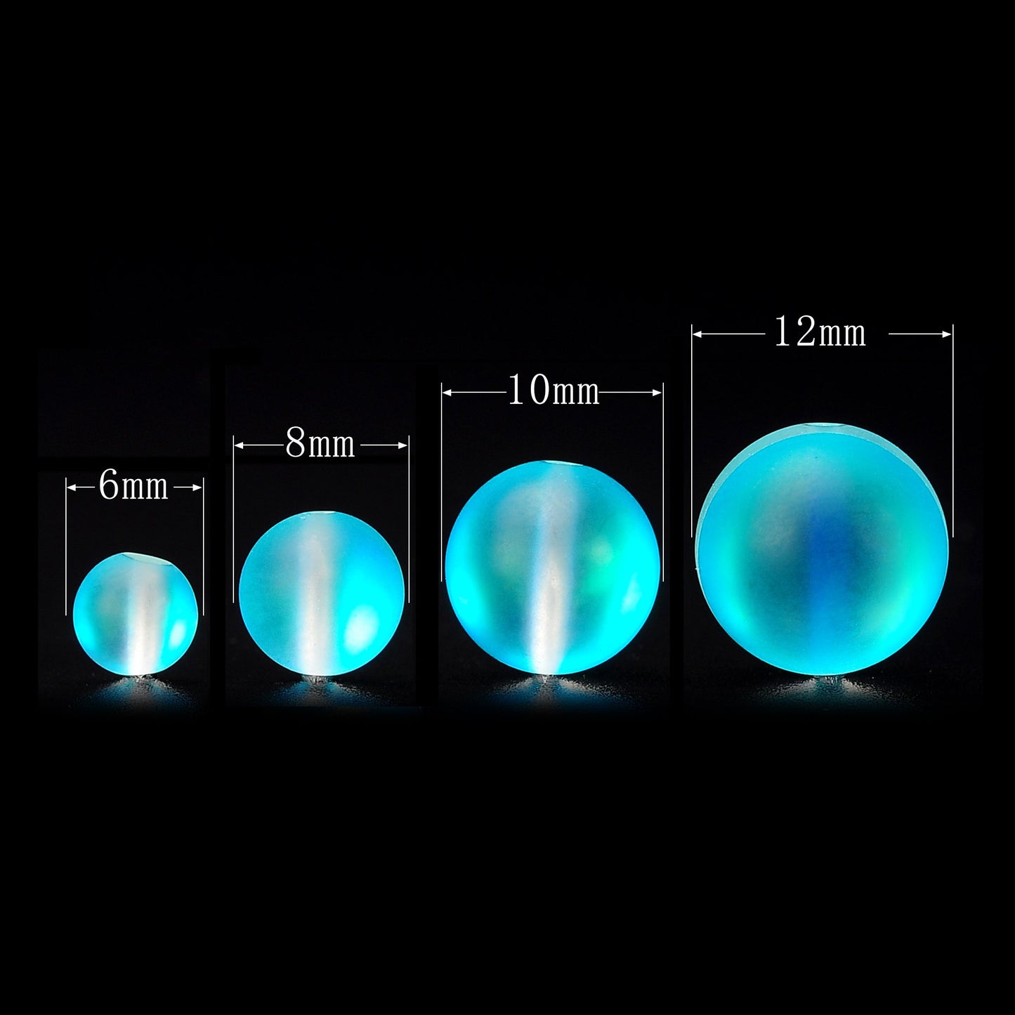 RUBYCA 8mm Round Moonstone Matte Crystal Glass Beads Aura for Jewelry Making Blue, 1 Strand