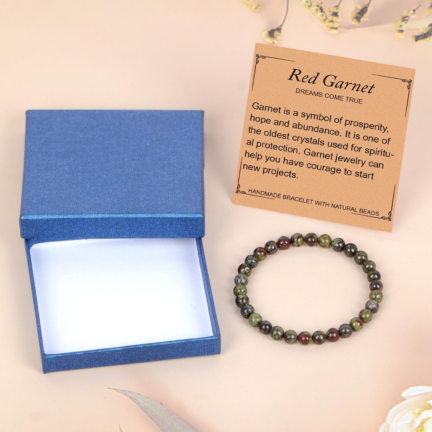 LPBeads Handmade Natural Gemstone Stretch Elastic 6mm Dragon Bloodstone Bracelet Healing Crystal Round Stone Beads Jewelry Gifts for Women Men