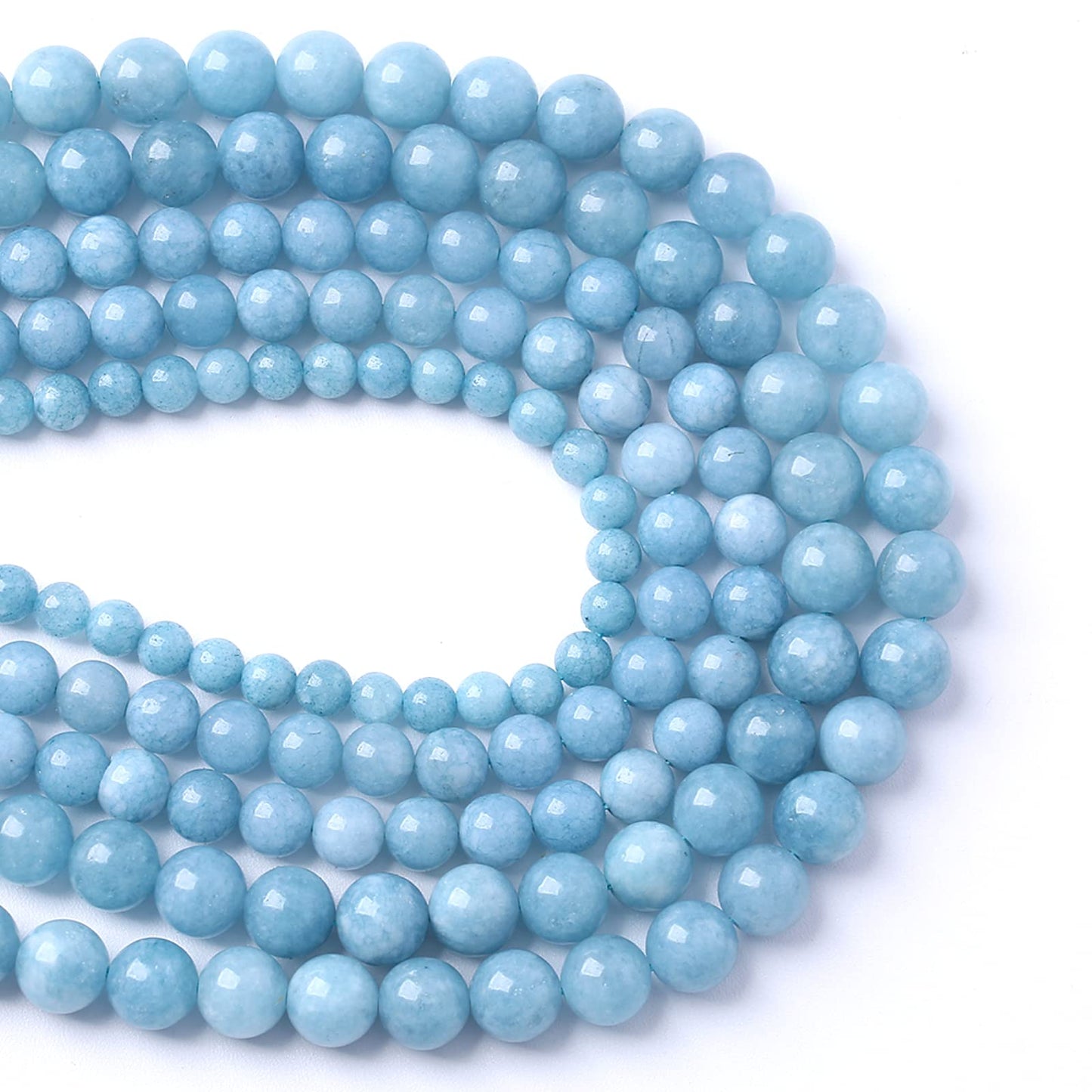 160PCS 4MM Blue Aquamarine Jade Loose Beads for Jewelry Making DIY Bracelet 2 Strands