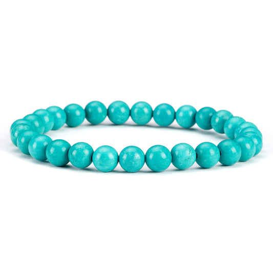 Cherry Tree Collection - Small, Medium, Large Sizes - Gemstone Beaded Bracelets For Women and Men - 6mm Round Beads (Turquoise Howlite - Medium)