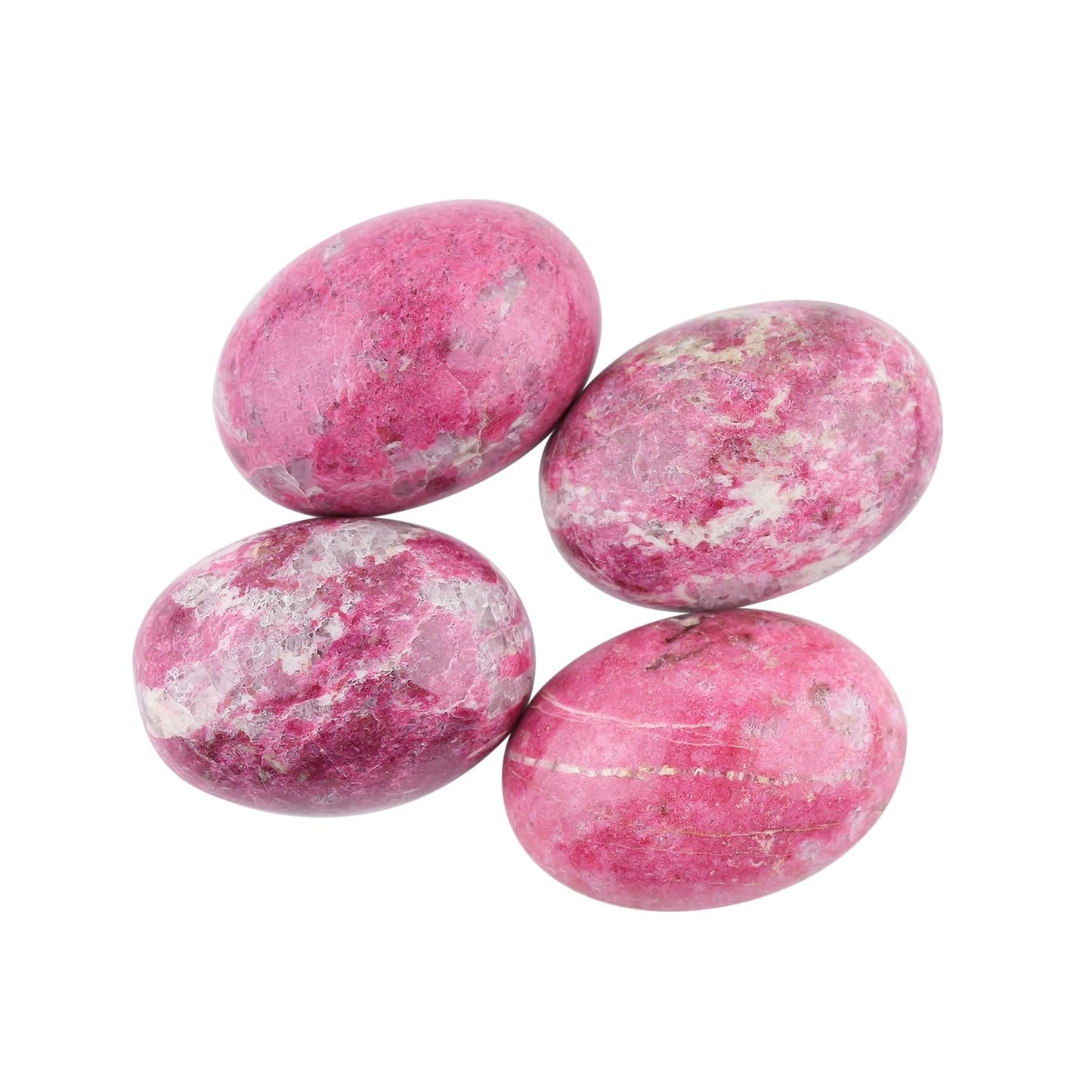 ColouredRocks (4 pcs. THULITE, Oval Shape, Natural Cabochon Crystals, Loose Gemstone, Wholesale Polished Supply, Jewelry Making, DIY Craft, Gem Collection (18X13mm approx.)