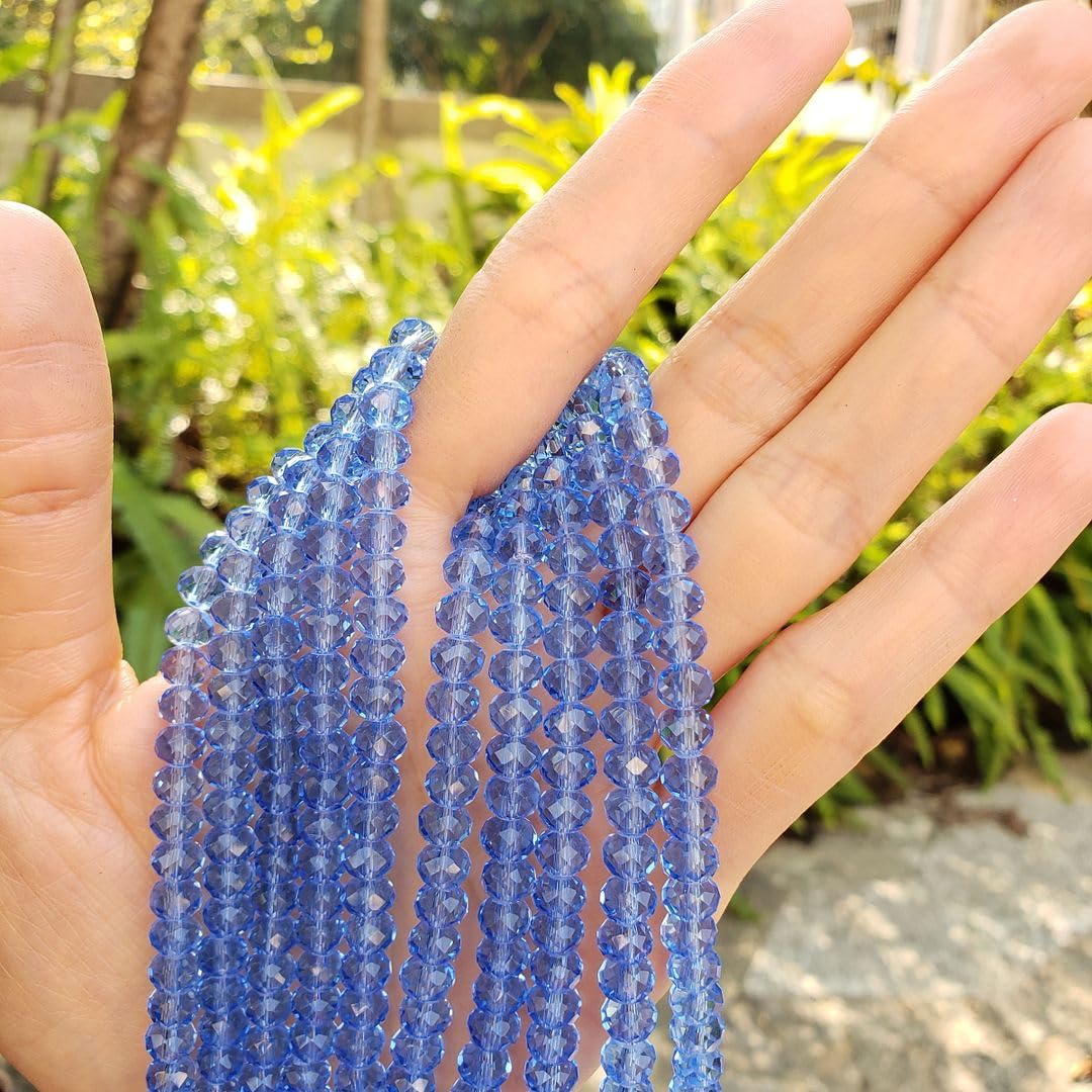 1000pcs Czech Faceted Rondelle Crystal Glass Loose Beads 6mm Spacer Bulk Light Sapphire Blue for DIY Craft Jewelry Making CCR614