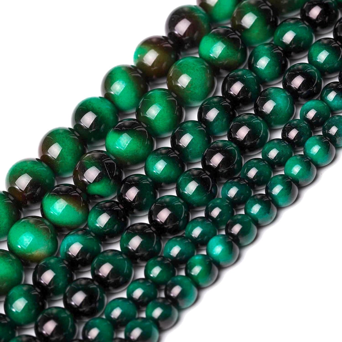 Song Xi 38PCS 10mm Green Tiger Eye Gemstone Beads for Jewelry Making, Round Smooth Glass Beads for DIY Bracelet Necklace Earring Keychain, Arts and Crafts, for St. Patrick's Day Wedding Birthday