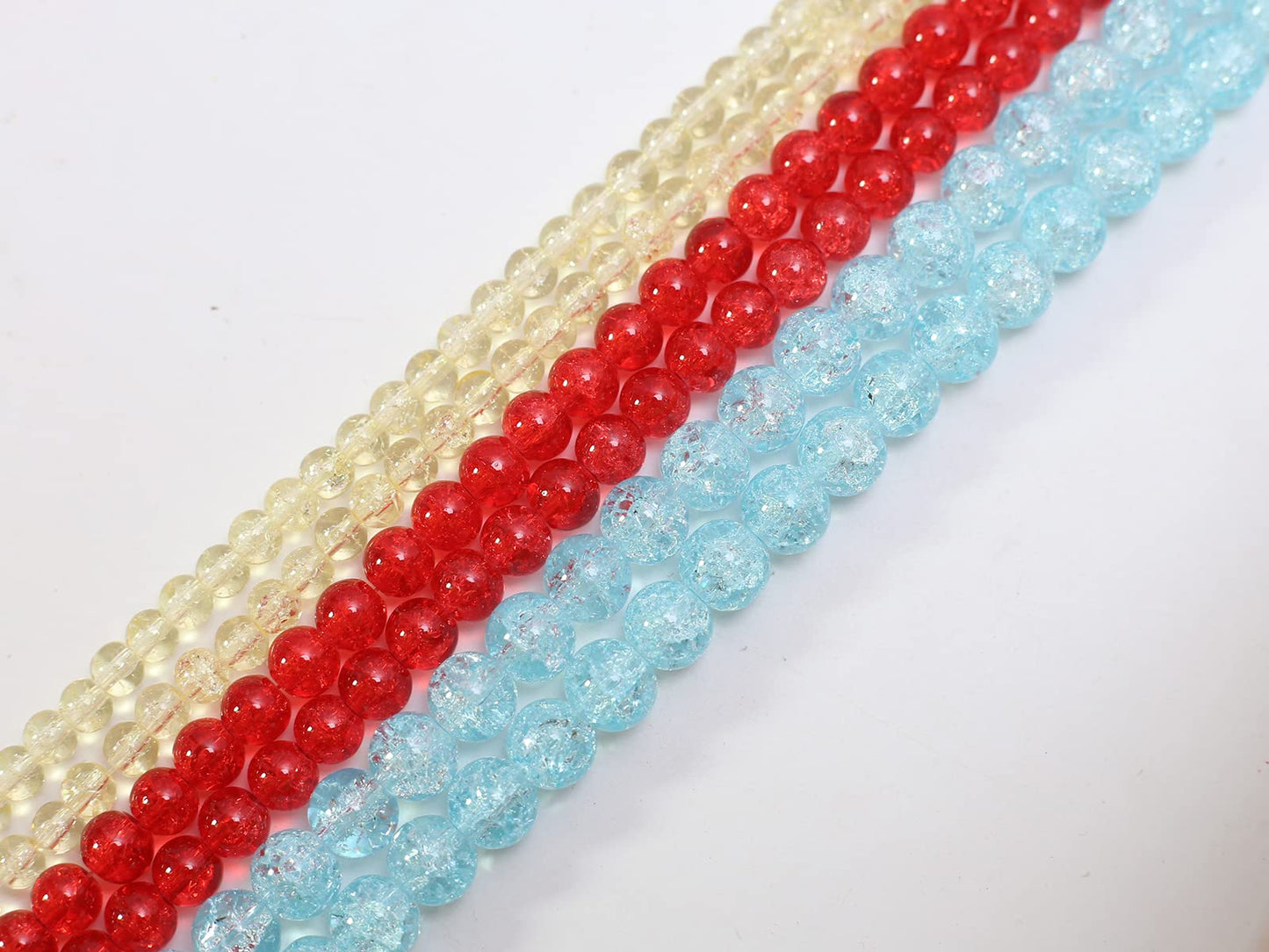 Pamir Tong 848PCS Crackle Glass Round Beads - 6mm 8mm 10mm Imitative Jade for Jewelry Making, Earrings, Necklaces, and DIY Crafts