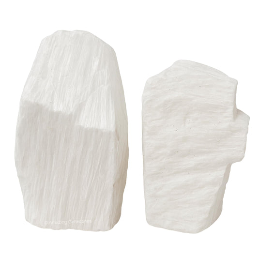 Amazing Gemstone 2 Pieces Scolecite Raw Crystals and Healing Stones, Natural Rocks for Tumbling and DIY Raw Stones and Crystals