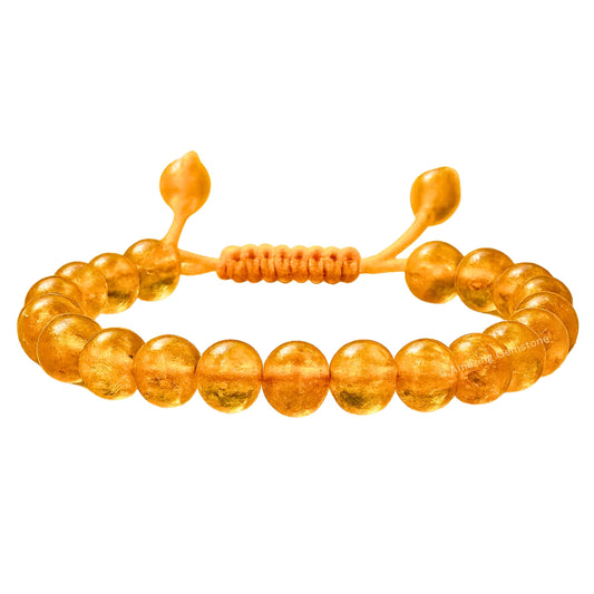 Amazing Gemstone Amber Quartz Bracelet for Women Men's Gifts - Protection Healing Crystal Bracelet - 8mm Gemstone Beaded Adjustable Bracelet Pulseras Para Hombres Mujer Stocking Stuffers