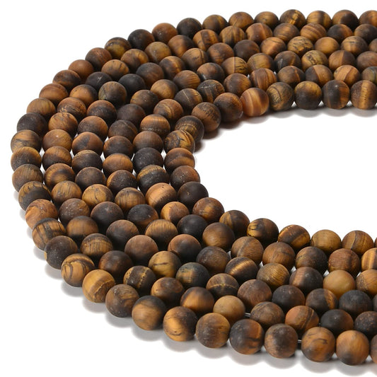jodaying 10mm Yellow Tiger Eye Matte Round Natural Gematone Loose Beads for Jewelry Making DIY 1 Strand 15"