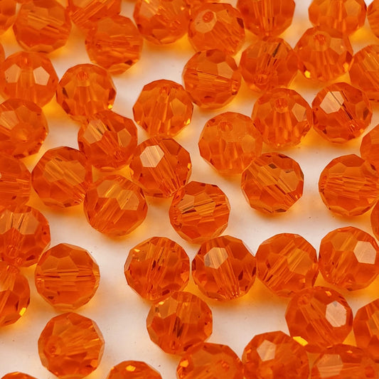 YUEXIGO 400pcs 3mm Round Crystal Glass Beads for Jewelry Making, Faceted Crystal Glass Spacer Beads for Bracelet Earring Necklace DIY Craft(Dark Orange)