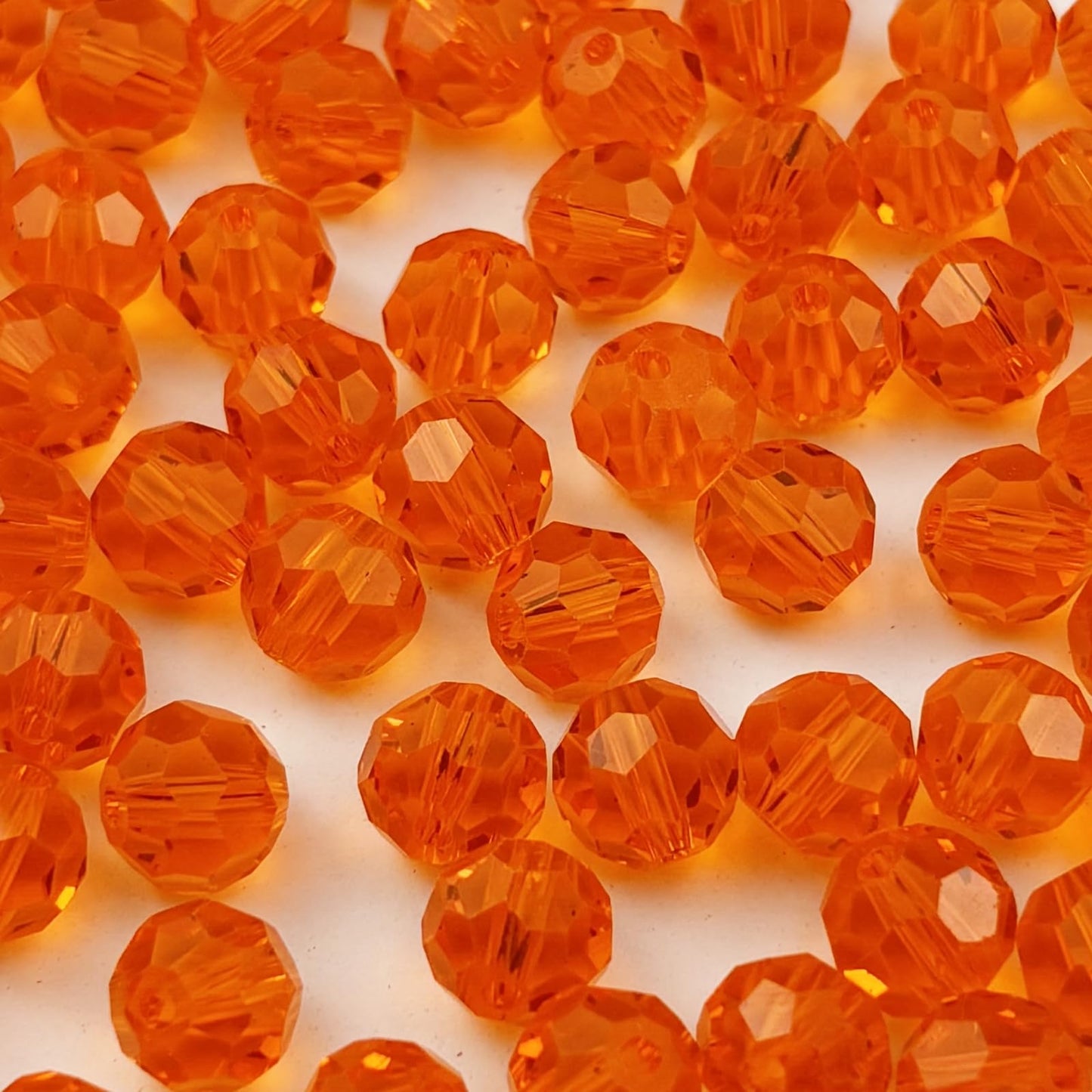 YUEXIGO 200pcs 6mm Round Crystal Glass Beads for Jewelry Making, Faceted Crystal Glass Spacer Beads for Bracelet Earring Necklace DIY Craft(Dark Orange)