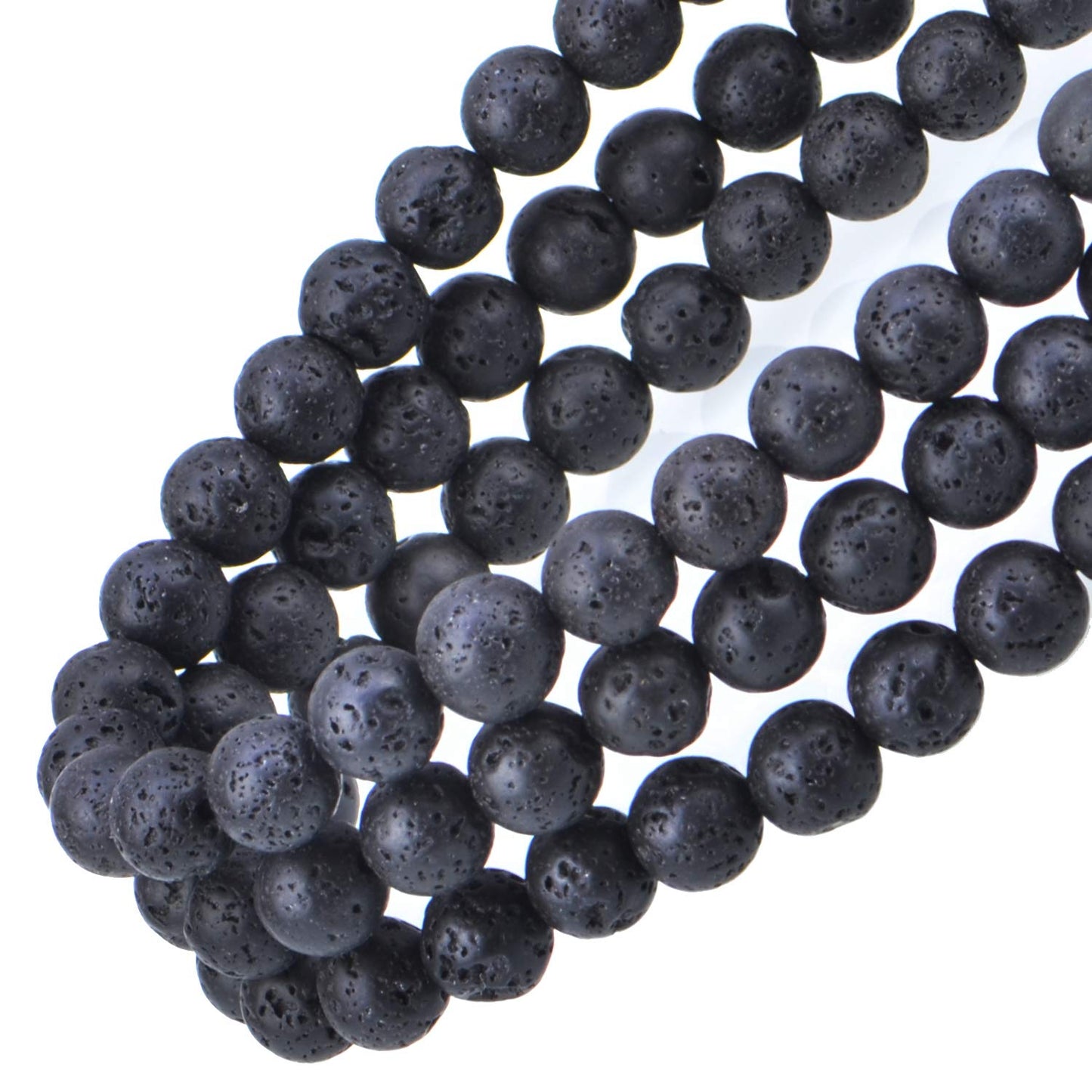 80Pcs Natural Crystal Beads Stone Gemstone Round Loose Energy Healing Beads with Free Crystal Stretch Cord for Jewelry Making (Black Lava, 10mm)