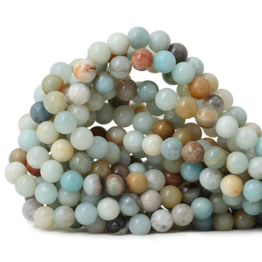 CHEAVIAN 45PCS 8mm Natural Mix Color Amazonite Gemstone Round Loose Beads Stone Beads for Jewelry Making DIY 1 Strand 15"
