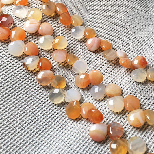 Natural Stone Beads Water Drop Shape Faceted red Agate Gemstone Loose Beads 10X12X5mm 7.9 inch for Jewelry Making