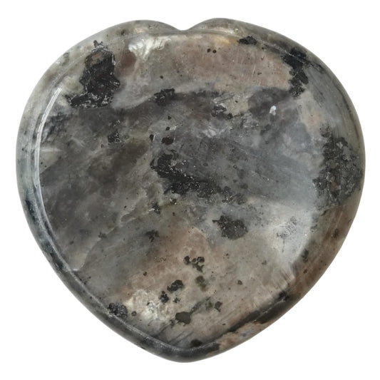 Bacatgem Natural Black Labradorite Heart Chakra Thumb Worry Stone,Hand Carved Healing Crystal Shaped Stone for Anxiety Stress Relief Meditation