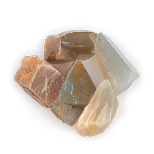 CRYSTALINES 5pcs, Wholesale Natural Raw Grey Moonstone Gemstone, Untreated Rough Crystals, Bulk Loose Stone Supplies, DIY Jewelry Making, Wire Wrapping, June Birthstone, Gem Collection