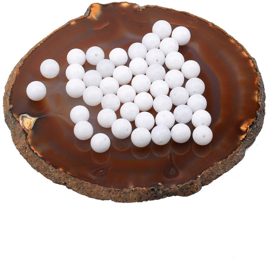 LPBeads 100PCS 8mm Natural White Alabaster Gemstone Round Loose Beads for Jewelry Making with Crystal Stretch Cord