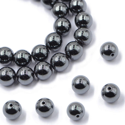 AD Beads Natural Gemstone Round Loose Beads 15" for Bracelet Necklace Earrings Jwelery Making Crafts DIY (10mm, Black Hematite)