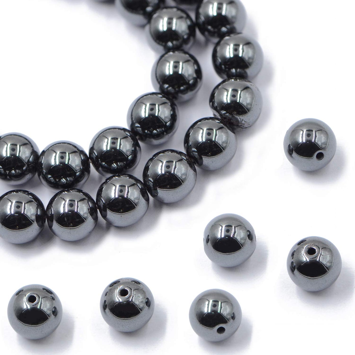 AD Beads Natural Gemstone Round Loose Beads 15" for Bracelet Necklace Earrings Jwelery Making Crafts DIY (4mm, Black Hematite)