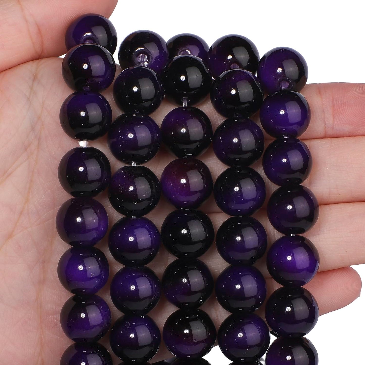 Song Xi 28PCS 12mm Purple Tiger Eye Gemstone Beads for Jewelry Making, Round Smooth Glass Beads for DIY Bracelet Necklace Earring Keychain, Arts and Crafts, for Christmas Wedding Birthday
