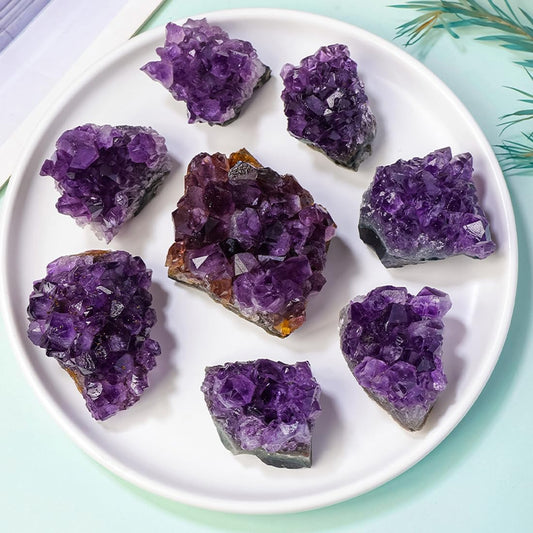 Erliway Natural Amethyst Crystal Cluster, 1.5''-2.4'' Amethyst Quartz February Birthstone, Raw Crystals and Healing Stones for Birthday Gift Reiki Healing Meditation Home Decor (0.11-0.13 lb)