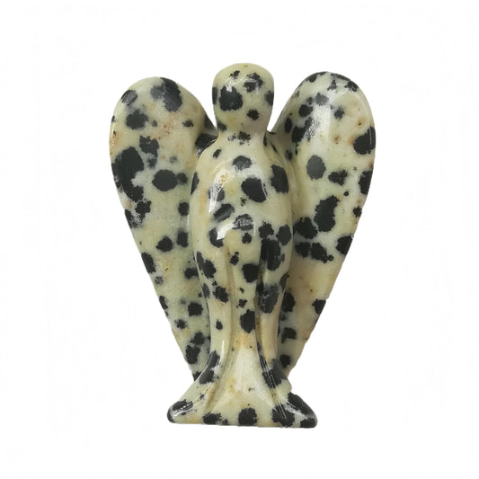 Afucats Natural Speckle/Dalmation Stone Healing Guardian Angel Indoor Decorative Stone,1.5 Inches Carving Pocket Palm Statue,Gift for Her Christmas Décor
