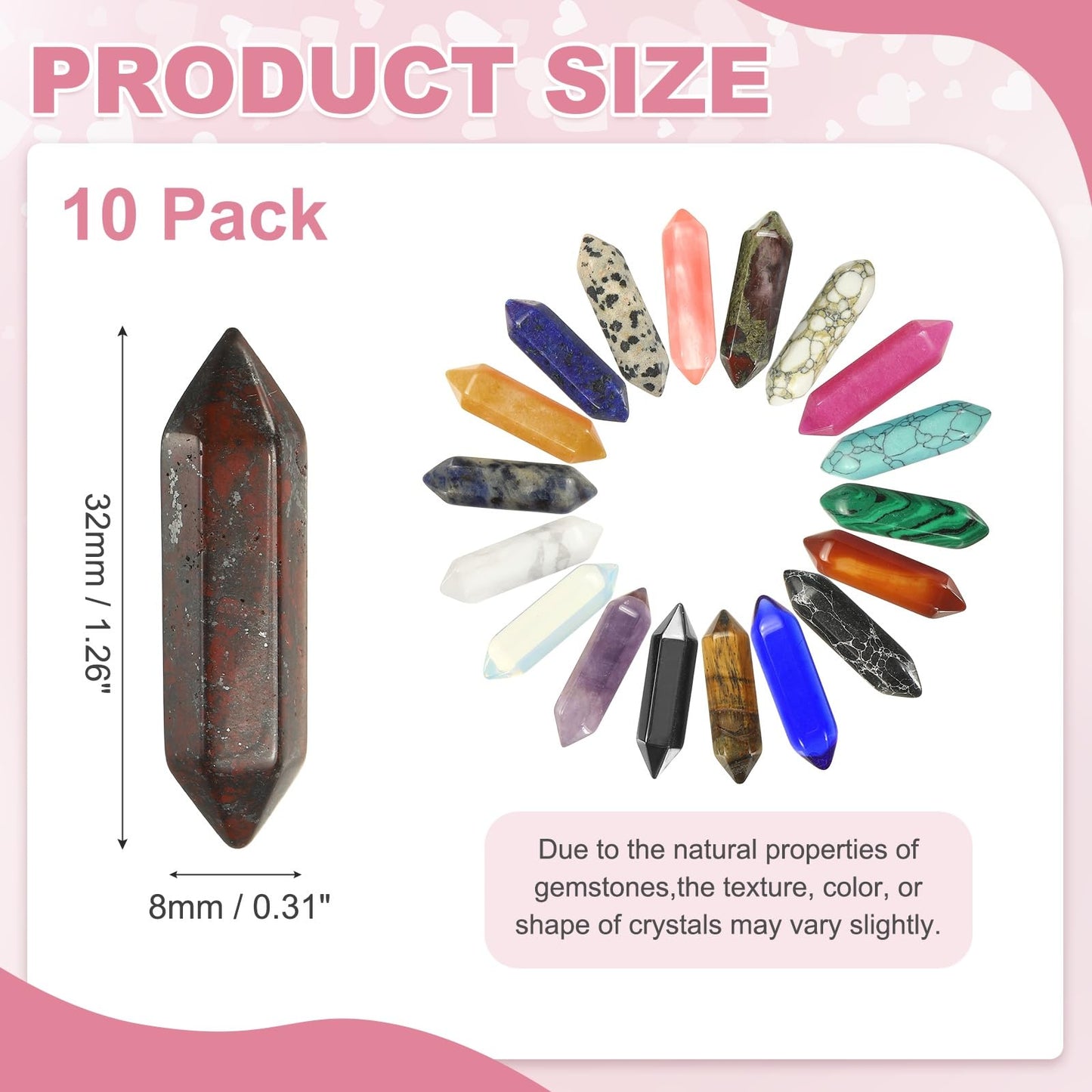 MECCANIXITY 10 Pack Floral Red Quartz Crystals, Polished Crystals Bulk Hexagonal Shaped Meditation Gemstone for Jewelry Making Energy Balance Accessories Gifts